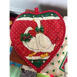 Vintage Namco Holiday Geese Potholder and Vintage R.A Briggs Holiday Tea Towel